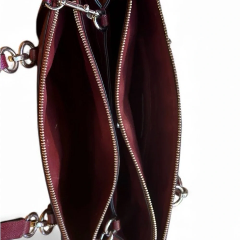 Coach Christie Carryall Burgundy Crossgrain Leather COA